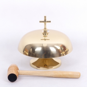 Gong pojedynczy - mosiądz - drewniany młotek - 21cm