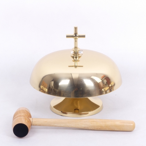Gong pojedynczy - mosiądz - drewniany młotek - 21cm