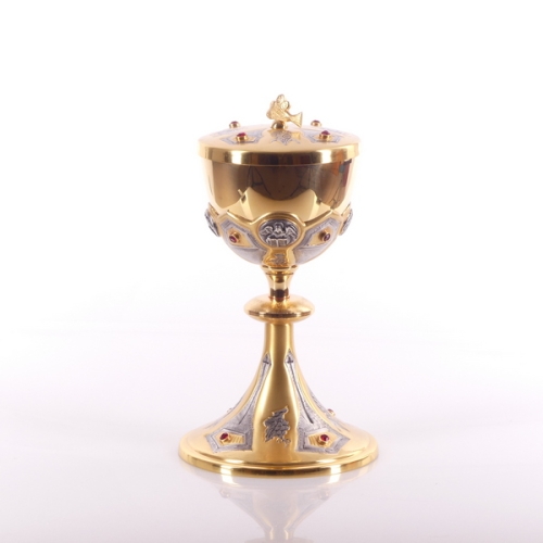PUSZKA ZŁOCONA 4 EWANGELIŚCI Z KAMIENIAMI WYS. 25 CM