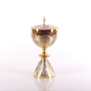 PUSZKA ZŁOCONA Z MEDALIONAMI WYS. 24 CM