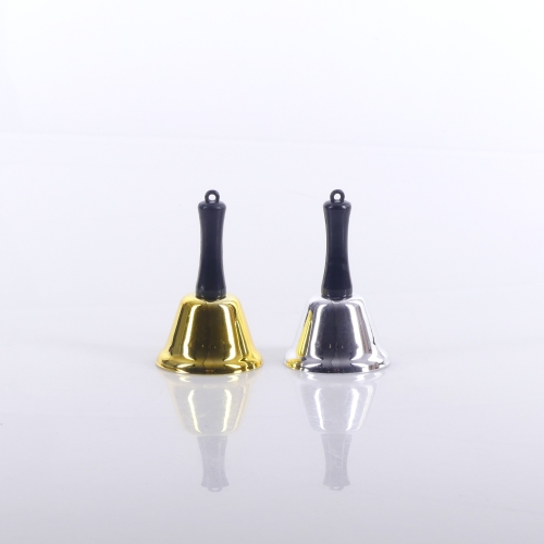 DZWONEK ZŁOTY/SREBRNY 3,8 CM PLASTIKOWA RĄCZKA