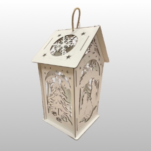 LAMPION ADWENTOWY DREWNIANY - BIAŁA SKLEJKA wys.50cm
