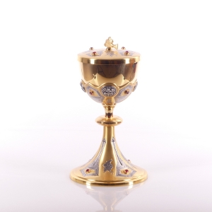 PUSZKA ZŁOCONA 4 EWANGELIŚCI Z KAMIENIAMI WYS. 25 CM