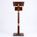 PULPIT DO MIEJSCA PRZEWODNICZENIA DREWNIANY Z PÓŁKĄ "ALFA/OMEGA" ZŁOCONY - WENGE