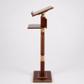 PULPIT DO MIEJSCA PRZEWODNICZENIA DREWNIANY Z PÓŁKĄ "ALFA/OMEGA" ZŁOCONY - WENGE