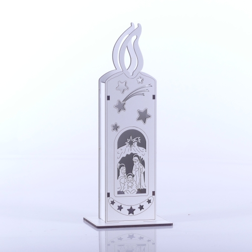 ŚWIECA DREWNIANA LED 23 CM BIAŁA