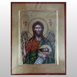 IKONA ŚW.JAN CHRZCICIEL ZE SKRZYDŁAMI I ZWOJEM, 14x18 CM