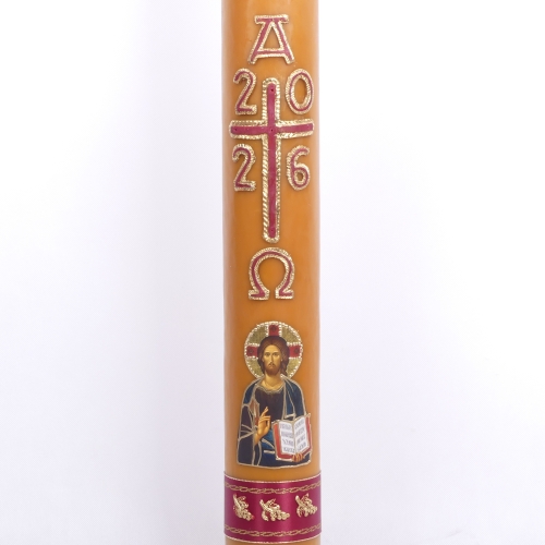 PASCHAŁ 120/10cm WOSK, samospal., PANTOKRATOR IKONA