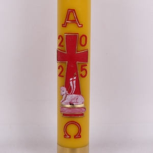 PASCHAŁ 90/10cm 6,5KG ŻÓŁTY, BARANEK NA KSIĘDZE WPISANY W KRZYŻ SZEROKI