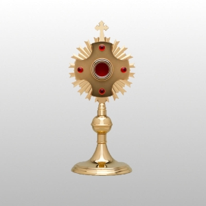 RELIKWIARZ POZŁACANY KAMIENIE PÓŁSZLACHETNE 30 CM (52333)