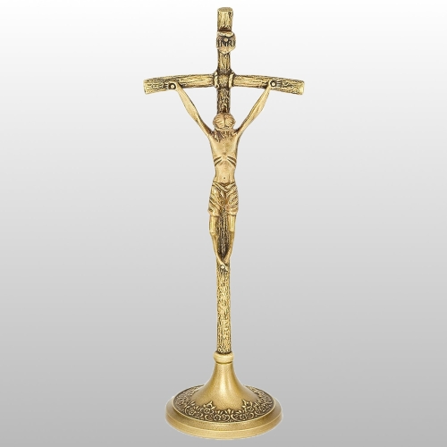 KRZYŻ STOJĄCY PAPIESKI KOLOR STARE ZŁOTO 31CM