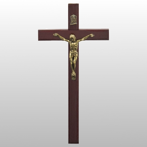 KRZYŻ WISZĄCY DREWNO KOLOR WIŚNIA FREZ 16CM