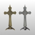 KRZYŻ ŚW. BENEDYKTA STOJĄCY WYS. 13.5 CM, METAL - ZŁOTY/SREBRNY
