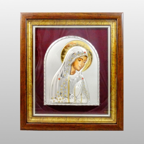 IKONA MB FATIMA W DREWNIANEJ RAMCE ZA SZYBKĄ, 37,5cm x 42cm