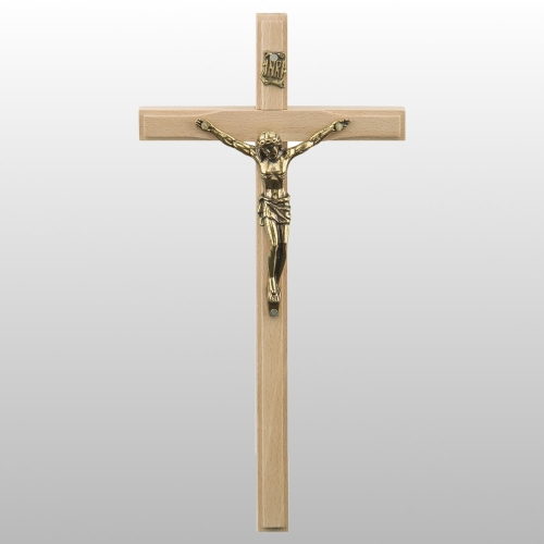 KRZYŻ WISZĄCY DREWNO KOLOR NATURALNY FREZ 19,5CM