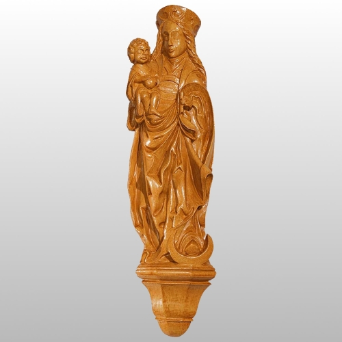 MATKA BOŻA Z DZIECIĄTKIEM - PŁASKORZEŹBA 38CM DREWNO (469)