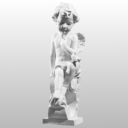 ANIOŁEK SIEDZĄCY Z GOŁĄBKIEM NA KOLANIE 47CM BIAŁY (939)