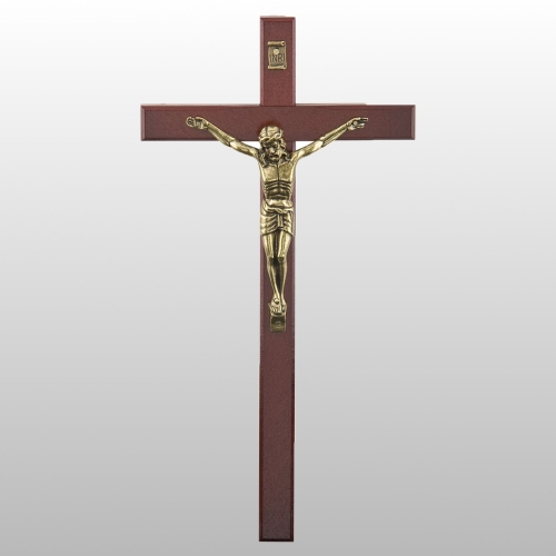 KRZYŻ WISZĄCY DREWNO KOLOR WIŚNIA 27CM