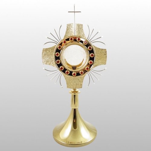 MONSTRANCJA Z KAMIENIAMI h - 42 cm, O tarczy 23 cm, (3455)