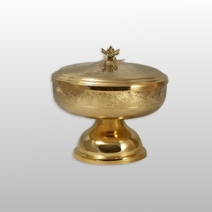 PUSZKA, WYS. 14CM, ŚR. 15CM ZŁOCONA