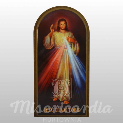 PAMIĄTKA NA DESCE JEZUS MIŁOSIERNY (12,5X23,5) brązowa
