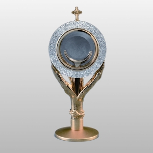 MONSTRANCJA DŁONIE h - 31 cm, Ø tarczy 13 cm, (11086)