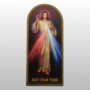 PAMIĄTKA NA DESCE JEZUS MIŁOSIERNY (20X44) brązowa
