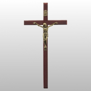 KRZYŻ WISZĄCY DREWNO KOLOR WIŚNIA 15/8CM
