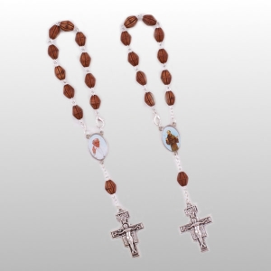 BRANSOLETKA RÓŻANIEC "10" PESTKA NACINANA, KRZYŻ FRANCISZKAŃSKI