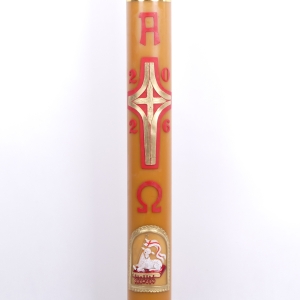 PASCHAŁ 0A 12/125 CM 13KG, OLEJOWY - WOSK, KRZYŻ ZŁOTE ZAOKRĄGLONE PASY + NOWY BARAN