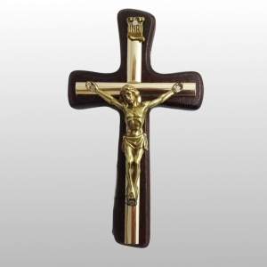KRZYŻ NR 01, JEDNA LISTEWKA, Z PASYJKĄ, WYS. 12 CM, KOLOR WENGE