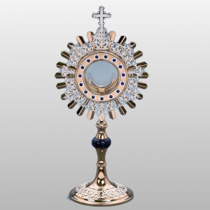 MONSTRANCJA Z KAMIENIAMI h - 51 cm, Ø tarczy 24 cm, (28088)