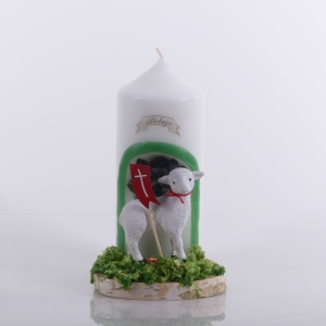 świeca wielkanocna światłowód - baranek 21 cm