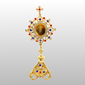 RELIKWIARZ GOLD KAMIENIE, WYS. 25CM, MOSIĄDZ