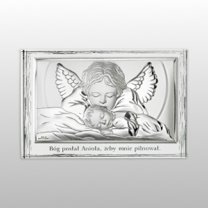 PANEL ANIOŁ NAD DZIECKIEM BIAŁY NAPIS 9x13,5