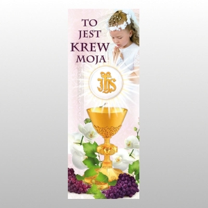 BANER DRUK NA MATERIALE 0,75 X 2,0 m - KOMUNIA 18 Dziewczynka