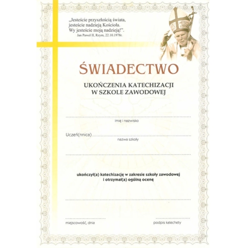 ŚWIADECTWO - SZKOŁA ZAWODOWA
