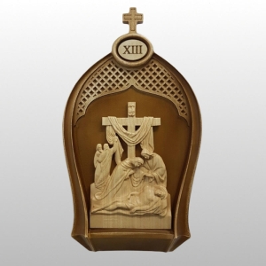DROGA KRZYŻOWA PŁASKORZEŹBA - DREWNO (29/17 cm)