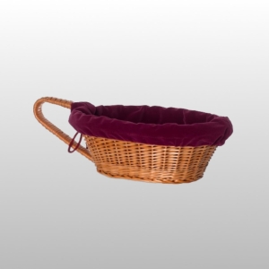 KOSZYK NA KOLEKTĘ Z RĄCZKĄ I MATERIAŁEM  32CM X 25CM (DŁ. CAŁ. 46CM)
