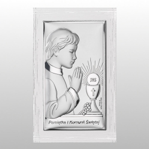 PANEL KOMUNIA CHŁOPIEC PAMIĄTKA I KOMUNII ŚWIĘTEJ BIAŁY 11,5X17,5