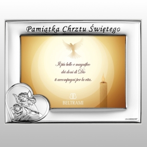 RAMKA PAMIĄTKA CHRZTU ŚWIĘTEGO Z SERCEM ZDJĘCIE 9X13