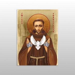 IKONA ŚW.FRANCISZEK Z GOŁĘBICĄ MAŁA 12X16