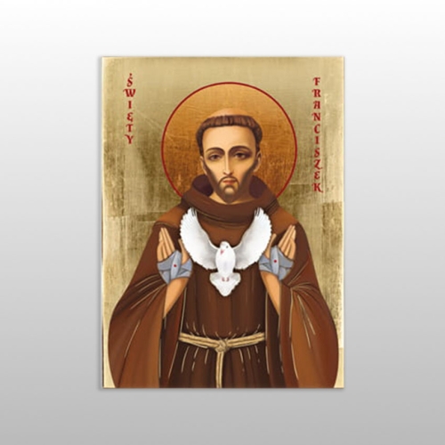 IKONA ŚW.FRANCISZEK Z GOŁĘBICĄ MAŁA 12X16