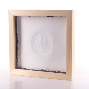 HOSTIA - GRAFIKA TŁOCZONA W RAMCE 20x20cm PAPIER CZERPANY w sosnowej ramie