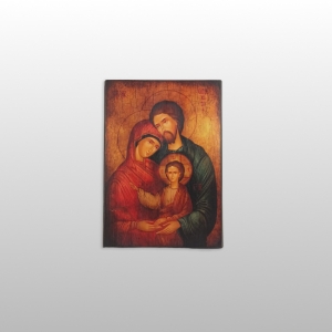 OBRAZ NA DESCE-IKONA, ŚWIĘTA RODZINA (ZLOTA), 30CM x 21,5CM