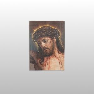 OBRAZ NA DESCE-IKONA, JEZUS W CIERNIOWEJ KORONIE, 30CM x 21,5CM