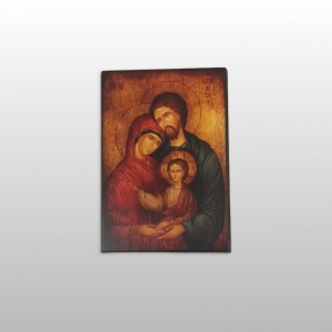 OBRAZ NA DESCE-IKONA, ŚWIĘTA RODZINA (ZLOTA), 21,5CM x 15CM