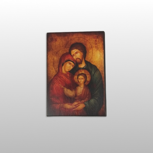 OBRAZ NA DESCE-IKONA, ŚWIĘTA RODZINA (ZLOTA), 21,5CM x 15CM