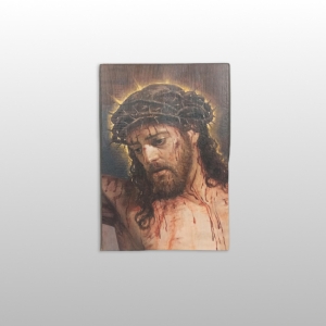 OBRAZ NA DESCE-IKONA, JEZUS W CIERNIOWEJ KORONIE, 21,5CM x 15CM