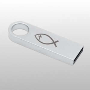 PENDRIVE REKLAMOWY STALOWY 64GB + GRAWER Z RYBKĄ